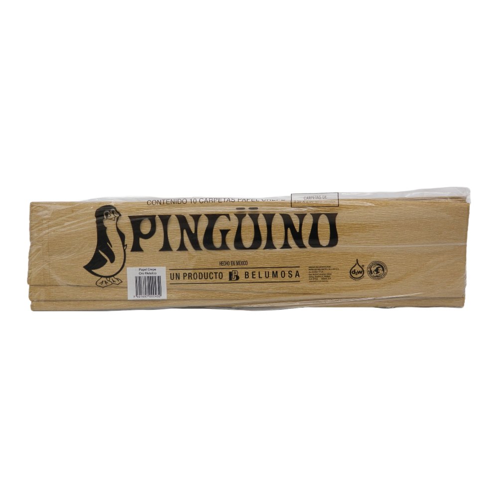 Papel Crepe Pingüino Oro Metalico C/ 10 pzs Belumosa