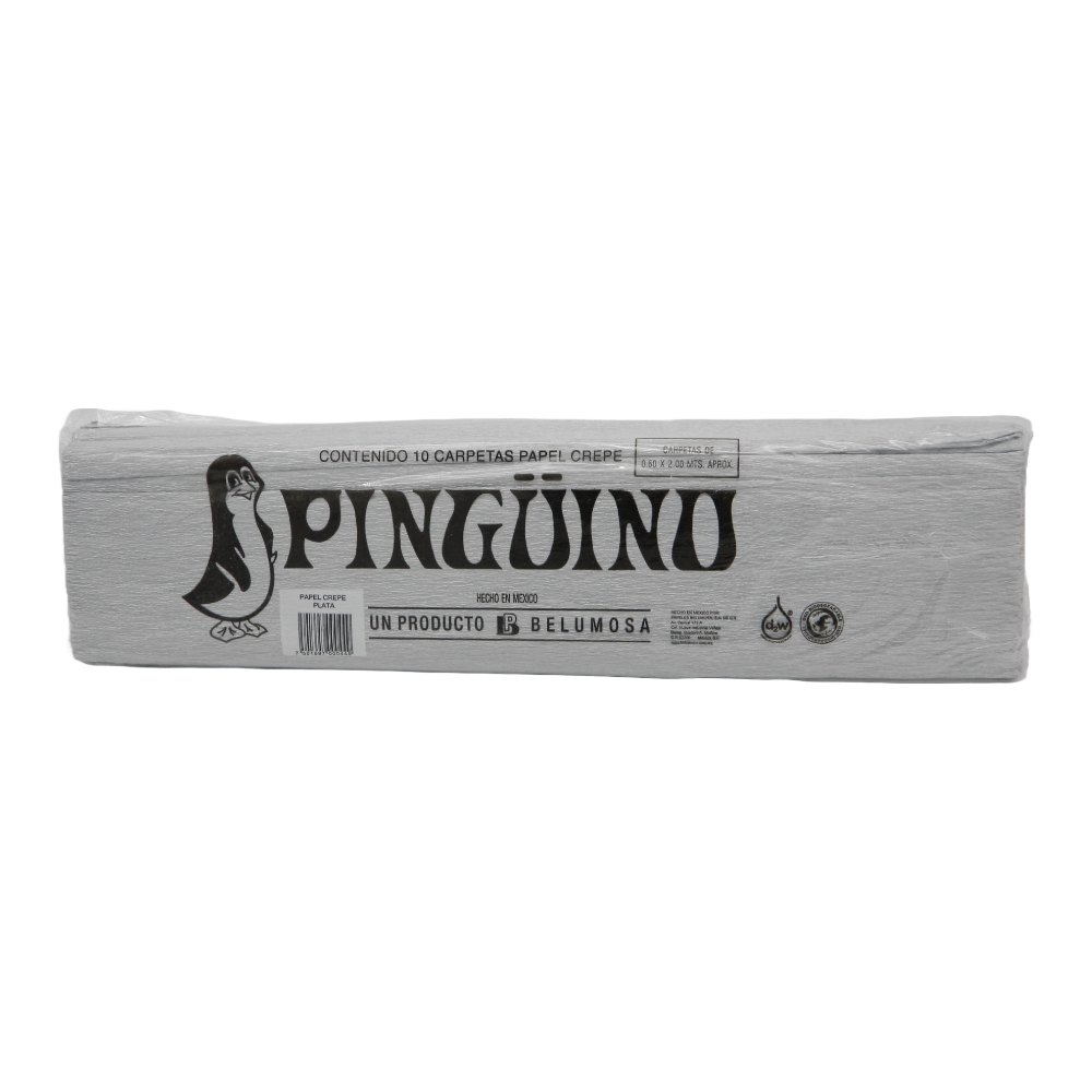 Papel Crepe Pingüino Plata Metalico C/ 10 pzs Belumosa