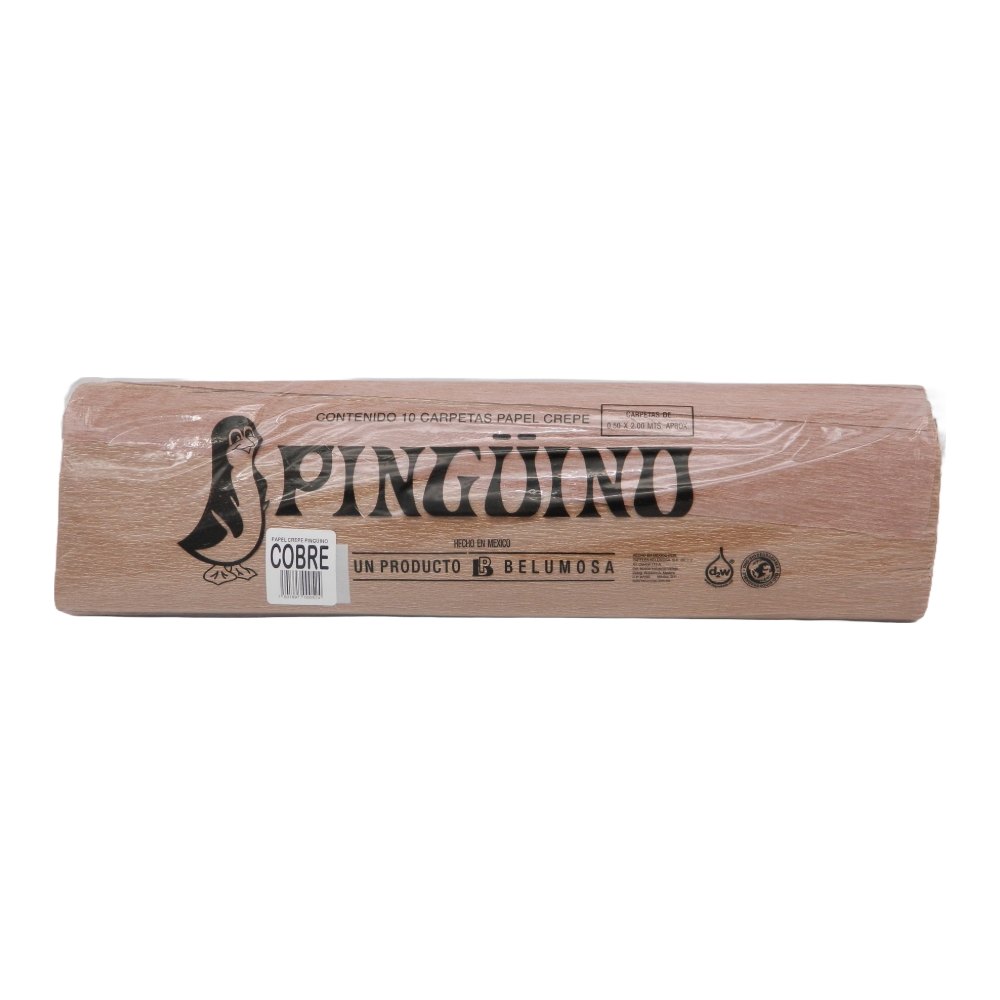 Papel Crepe Pingüino Cobre Metalico C/ 10 pzs Belumosa