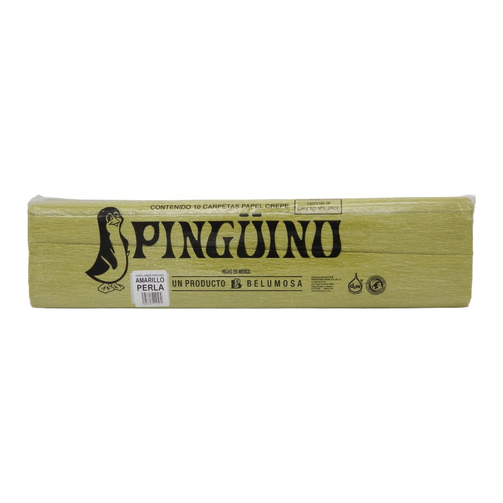 Papel Crepe Pingüino Amarillo Perla C/ 10 pzs Belumosa