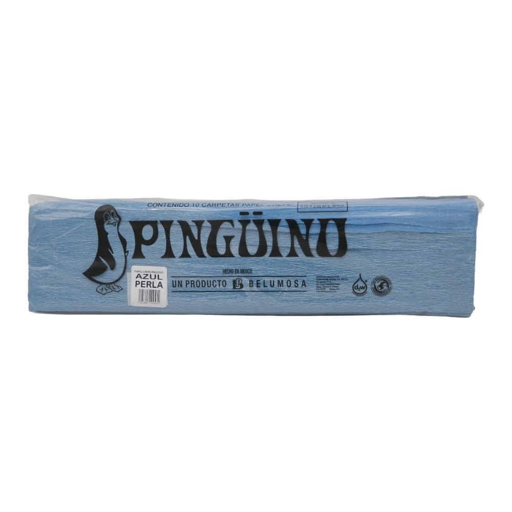 Papel Crepe Pingüino Azul Perla C/ 10 pzs Belumosa
