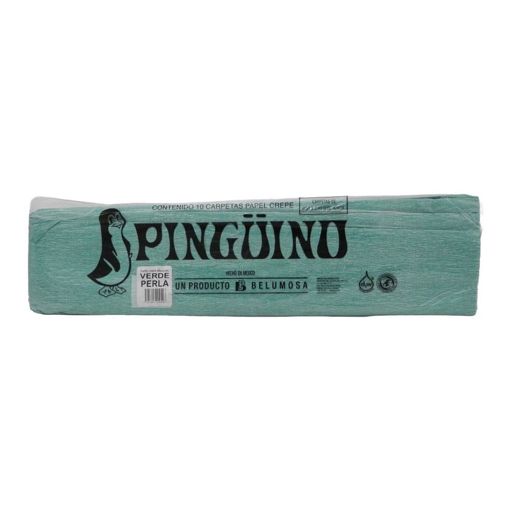 Papel Crepe Pingüino Verde Perla C/ 10 pzs Belumosa