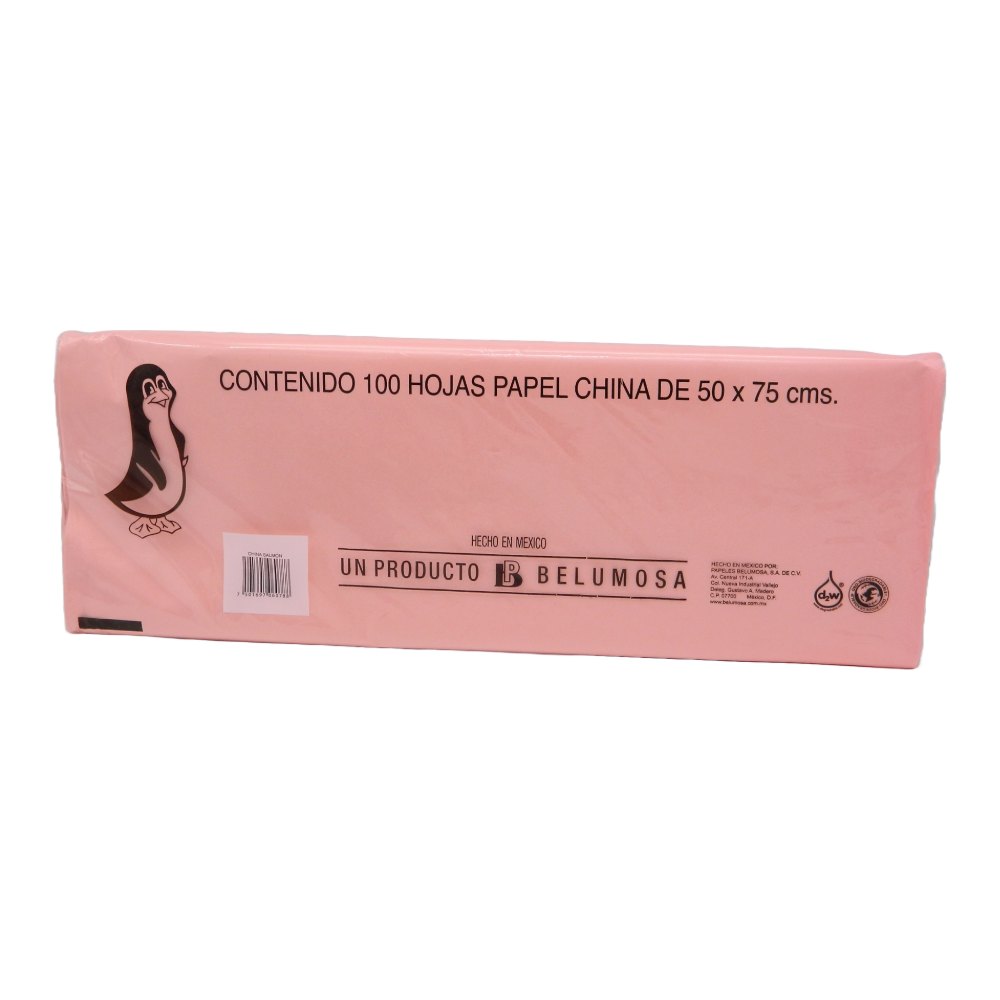 Papel China Pingüino 50x75 cms Salmon C/ 100 pzs Belumosa