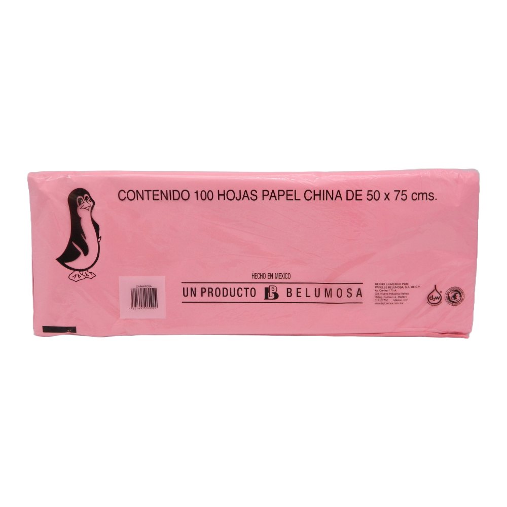 Papel China Pingüino 50x75 cms Rosa C/ 100 pzs Belumosa