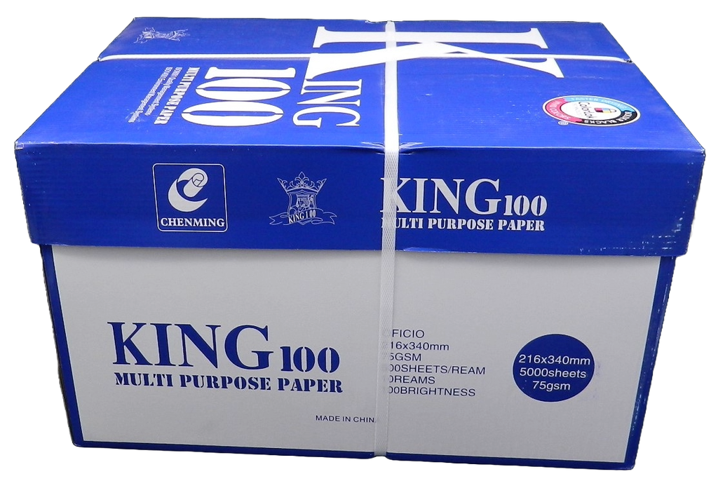 Papel Bond King 100 T/ Oficio 100% Blancura 75 grs C/ 5,000 hjs