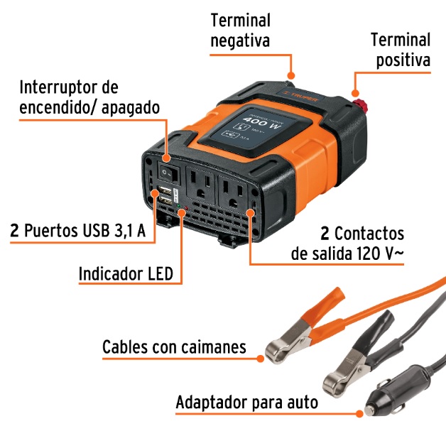 Inversor de Corriente C/ Usb 400W 10449 Truper