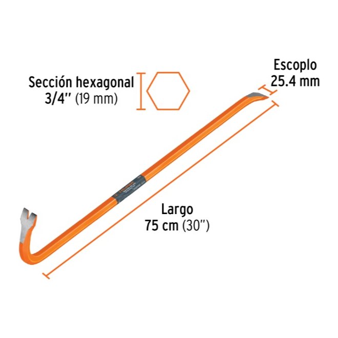 Barreta de Uña 3/4" de 75 cms 10859 Truper