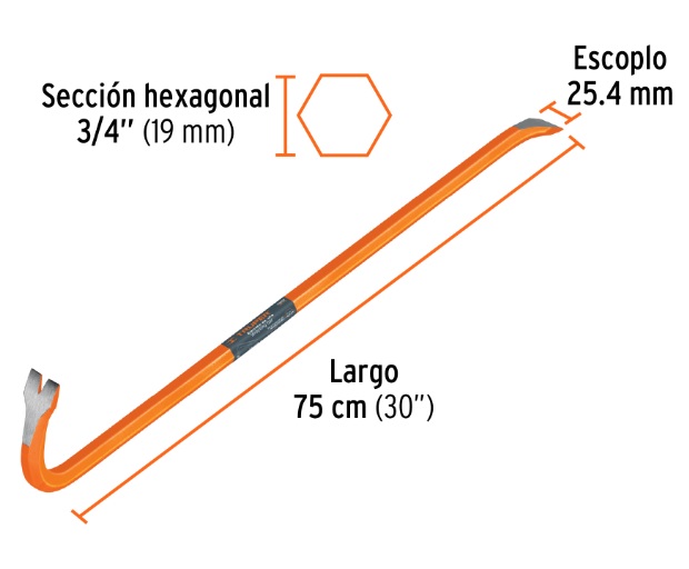 Barreta de Uña 3/4" de 75 cms 10859 Truper