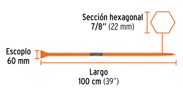 Barreta de Punta 7/8" de 100 cms 10750 Truper
