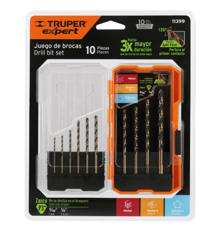 Juego de 10 Brocas P/ Metal HSS 11399 Truper