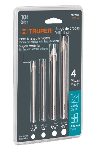 Juego de 4 Brocas P/ Vidrio y Azulejo 101798 Truper