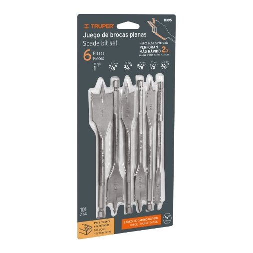 Juego de 6 Brocas Planas P/ Madera 11395 Truper