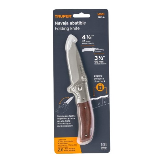 Navaja Abatible Mango Madera 9 cms 16981 Truper