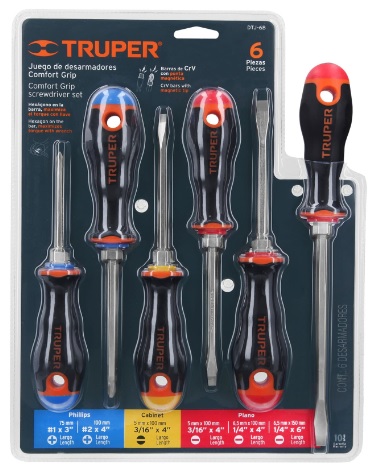 Juego Desarmadores Comfort Grip C/ 6 pzs 19621 Truper
