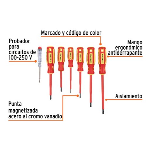 Juego Desarmadores Dieletricos C/ 6 pzs 14196 Truper