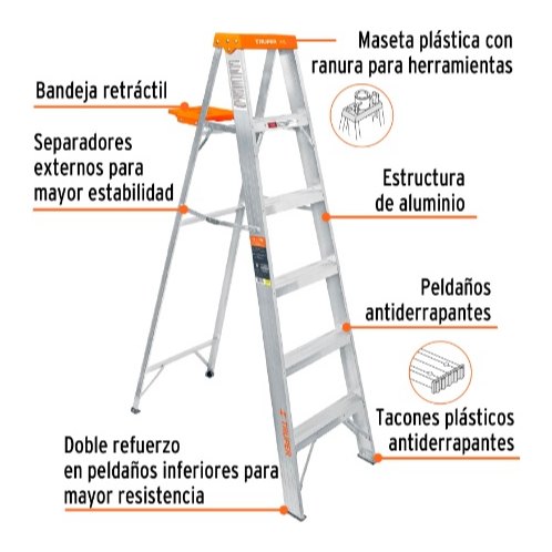 Escalera Tipo Tijera 5 Peldaños 10335 Truper