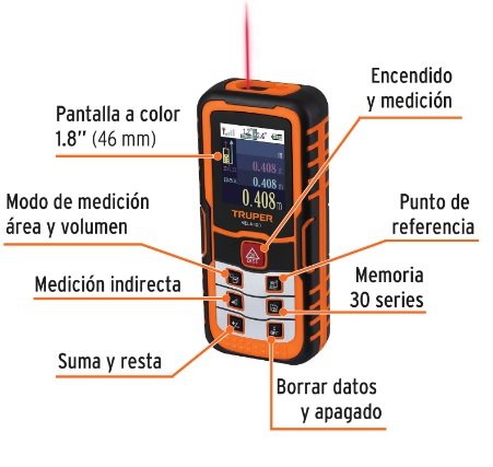 Medidor Laser Distancia 100 mts 100374 Truper