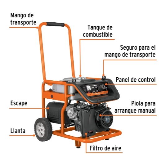 Generador Electrico Portatil Motor Gasolina 13 HP 5.5 Kw 15344 Truper