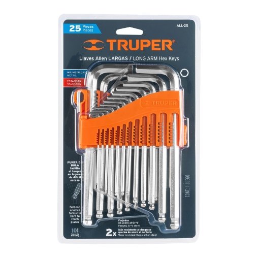 Juego Llaves Allen Largas Mixtas C/ 25 pzs 15572 Truper