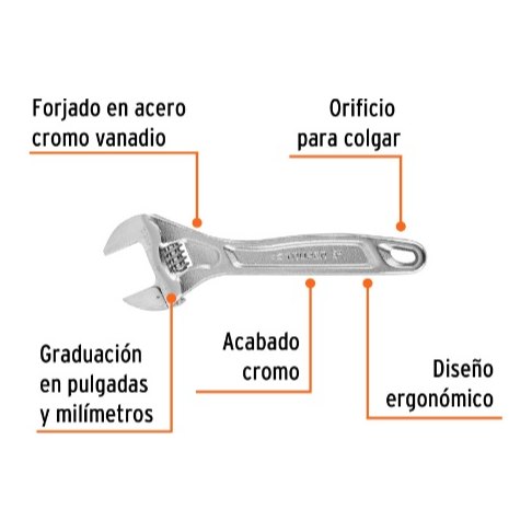 Llave Ajustable Perico Cromado 8" 15506 Truper
