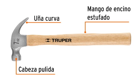 Martillo Pulido Uña Curva 7 oz 16750 Truper