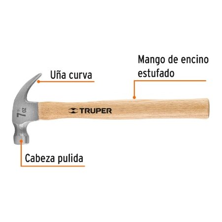 Martillo Pulido Uña Curva 7 oz 16750 Truper