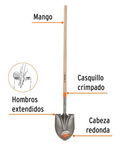 Pala Redonda Mango Largo Classic 17169 Truper
