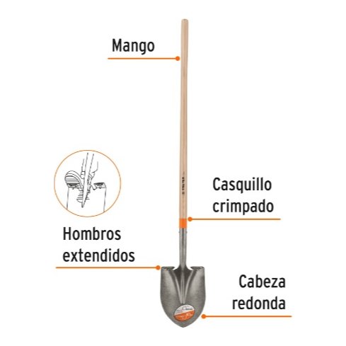 Pala Redonda Mango Largo Classic 17169 Truper