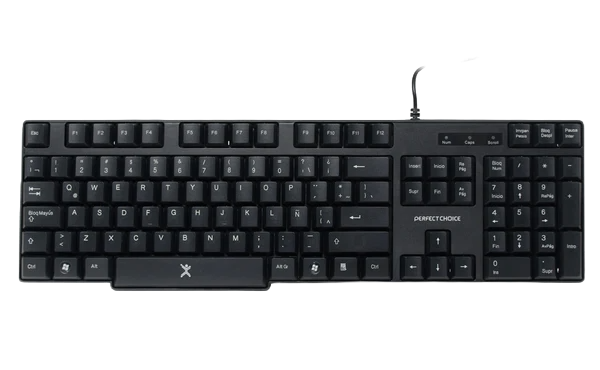 Teclado Alambrico Qwerty Usb Antiderrames Negro Perfect Choice