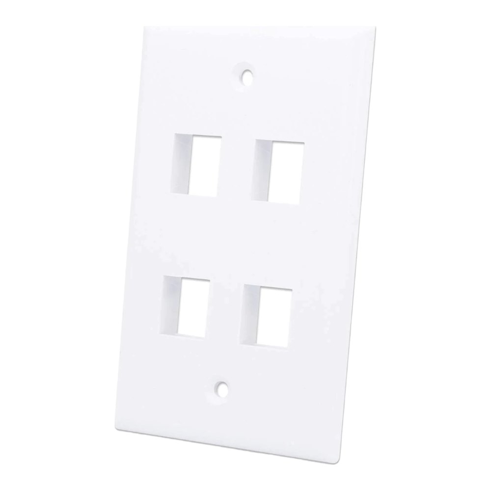 Tapa P/ Caja de Pared Wall Plate Blanco 4 Perforaciones Intellinet