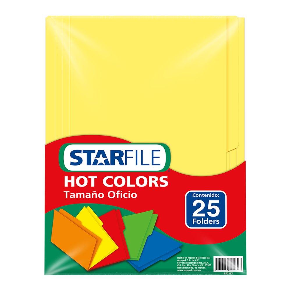 Folder Hot Color T/ Oficio Amarillo C/ 25 pzs Arpapel