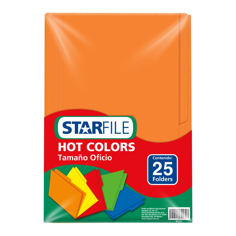Folder Hot Color T/ Oficio Naranja C/ 25 pzs Arpapel