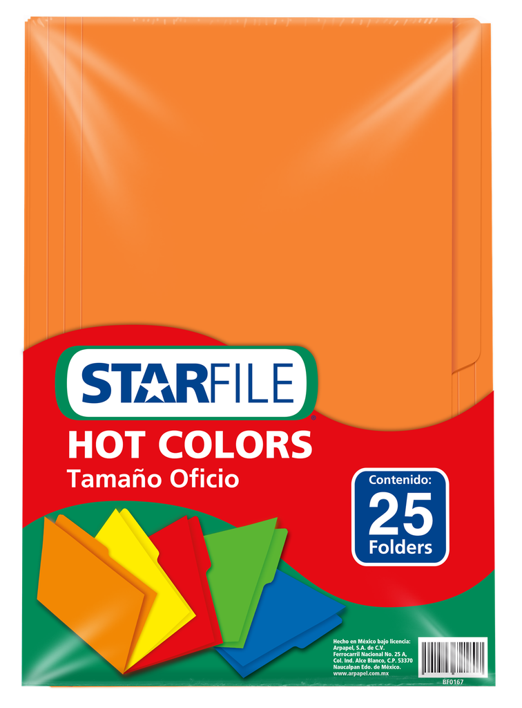 Folder Hot Color T/ Oficio Naranja C/ 25 pzs Arpapel