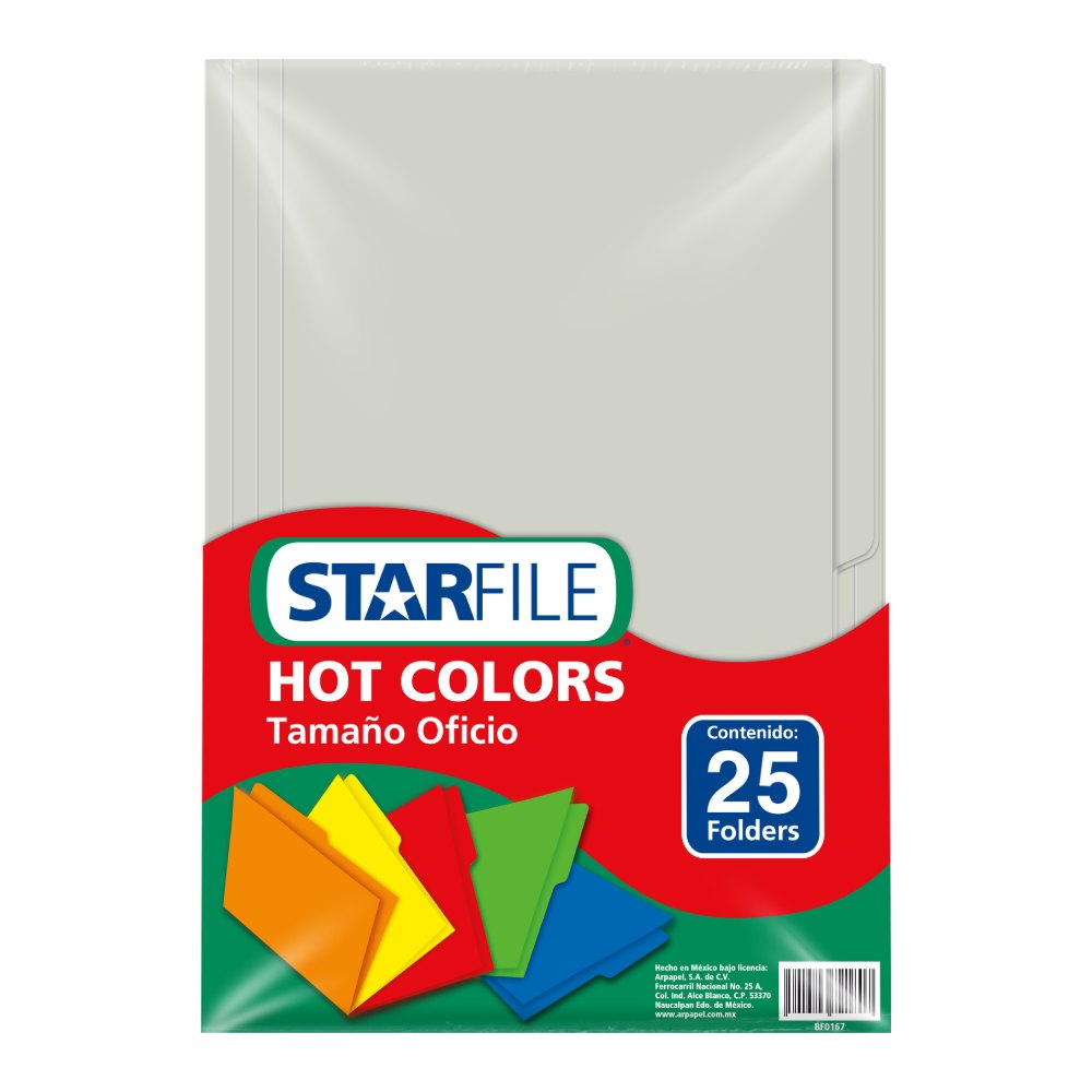 Folder Hot Color T/ Oficio Gris C/ 25 pzs Arpapel