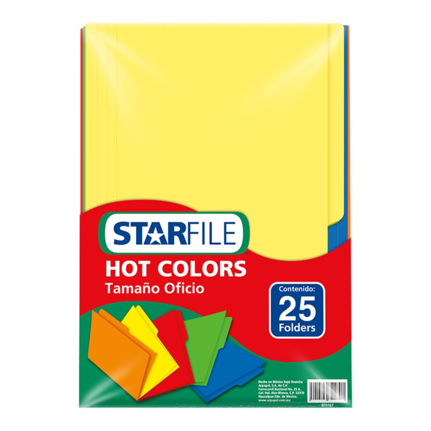 Folder Hot Color T/ Oficio Surtido Arcoiris C/ 25 pzs Arpapel
