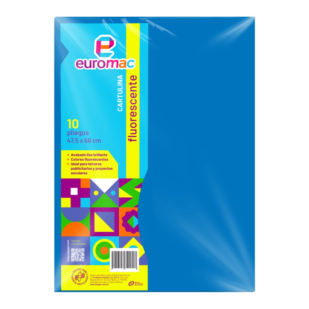 Cartulina Fluorescente Azul C/ 10 pzs Arpapel
