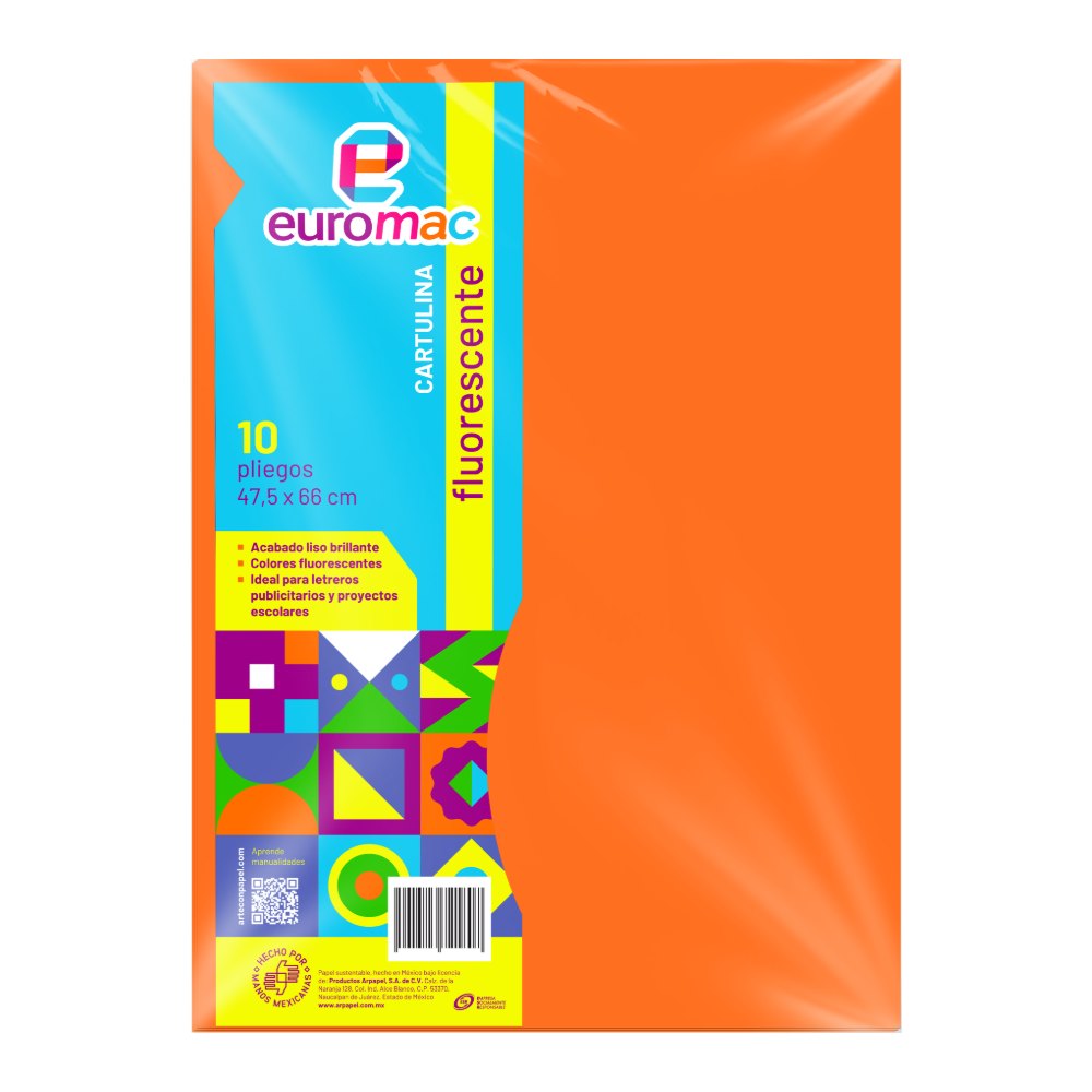 Cartulina Fluorescente Naranja C/ 10 pzs Arpapel