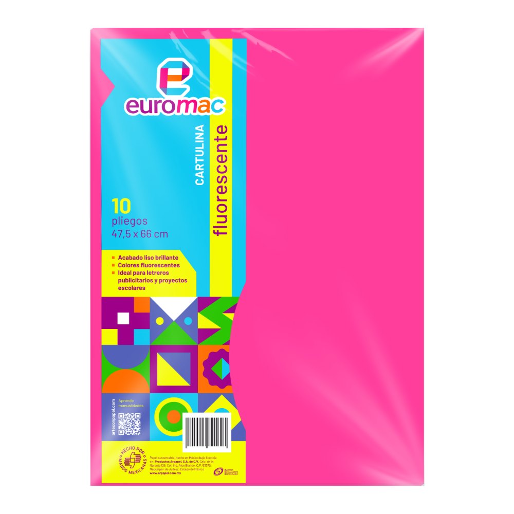 Cartulina Fluorescente Rosa C/ 10 pzs Arpapel