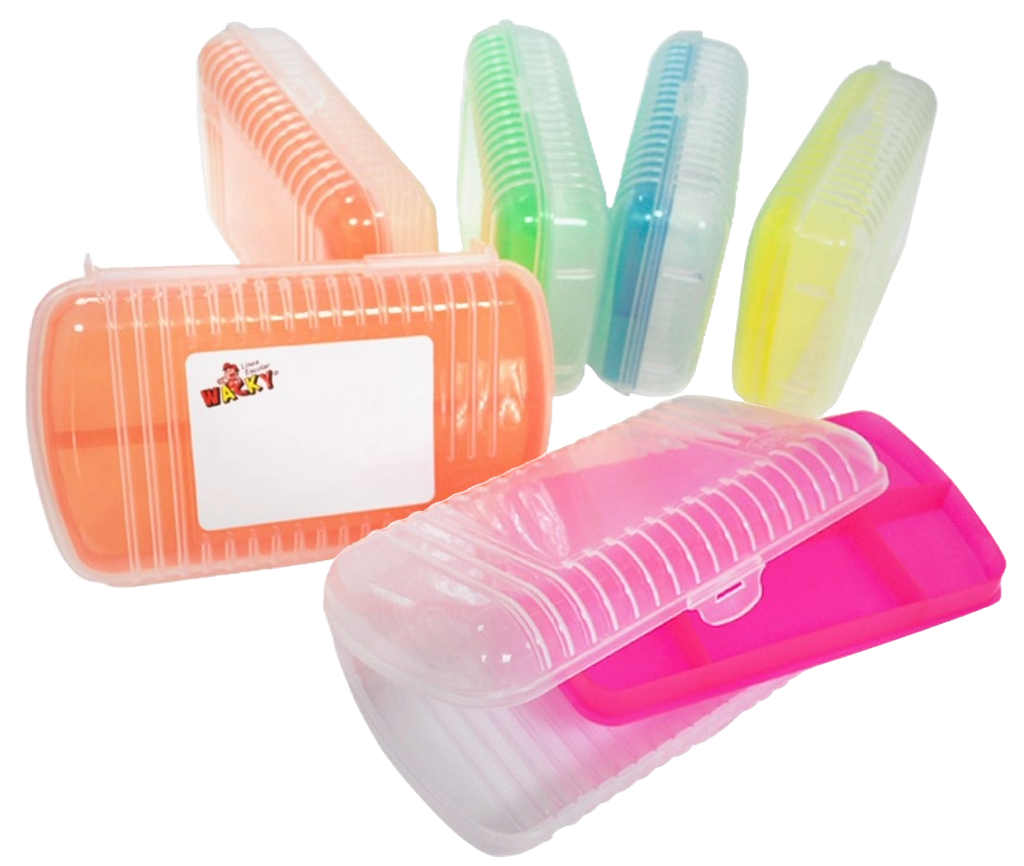 Lapicera Plastico Estuche Escolar Wacky Box C/ Charola Sablon