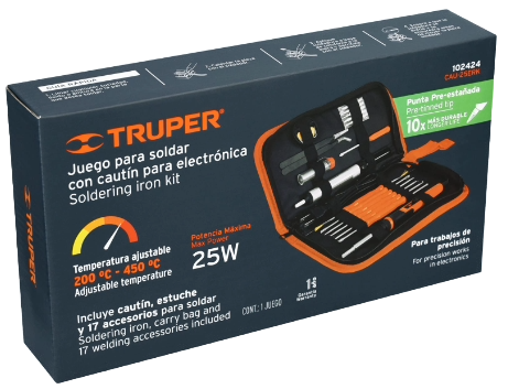 Kit Soldadura Electronica C/ Cautin 25W 102424 Truper