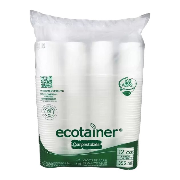 Vaso Biodegradable Compostable 355 ml C/ 160 pzs Ecotainer
