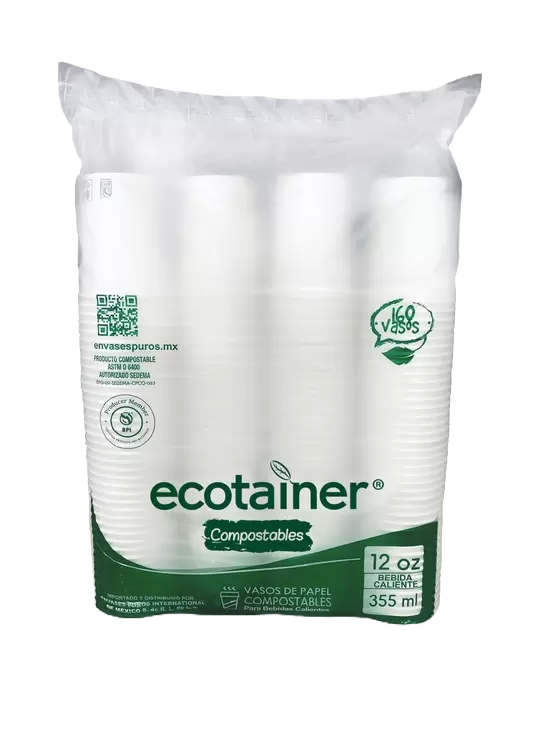 Vaso Biodegradable Compostable 355 ml C/ 160 pzs Ecotainer