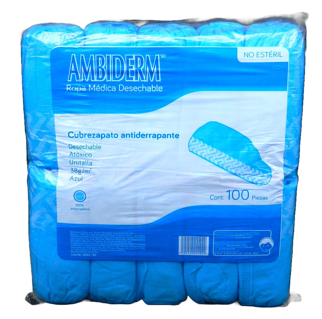 Cubrezapato C/ Antiderrapante Azul C/ 100 pzs Ambiderm