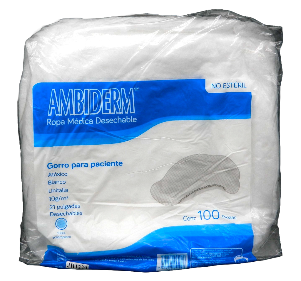 Cofia Gorro Blanco C/ 100 pzs Ambiderm