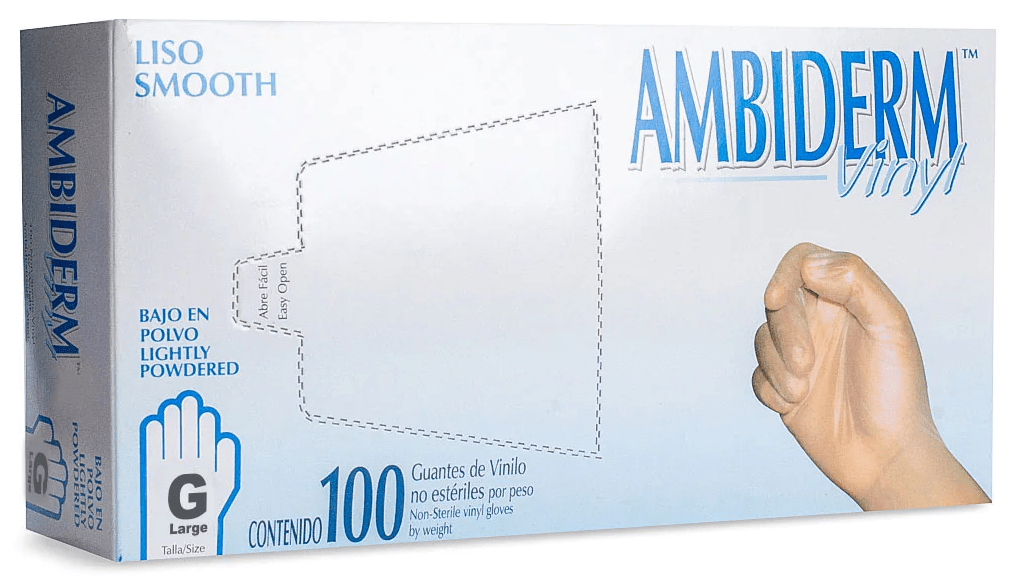 Guante Vinyl Bajo en Polvo Grande C/ 100 pzs Ambiderm