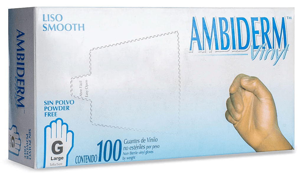 Guante Vinyl Libre de Polvo Grande C/ 100 pzs Ambiderm