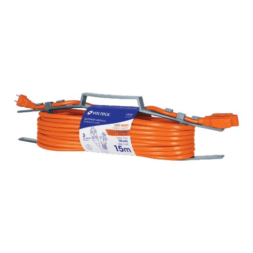 Extension Uso Rudo Cal 16 Naranja C/ Porta Extension 15 mts 48048 Truper