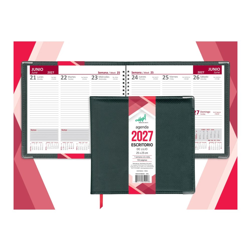 Agenda Semanal Lujo Negra Hazel