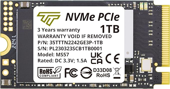Memoria Ram 1Tb M.2 2242 SSD NVMe PCIe Gen3x4 3D Nand