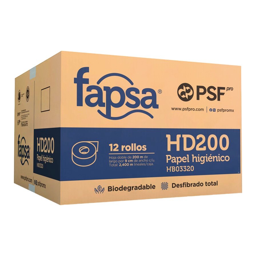 Papel Higienico Jumbo Jr 200 mts C/ 12 pzs HD200 Fapsa